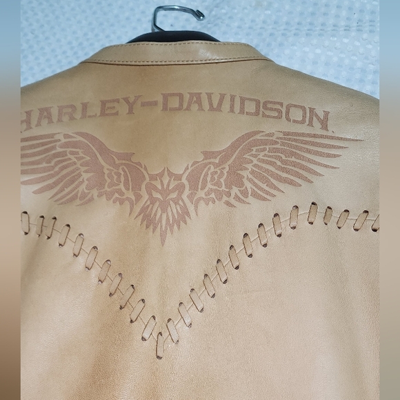 HARLEY DAVIDSON EUC WOMEN'S SIZE MEDIUM WANDERLUST LEATHER BIKER MOTORCYCLE COAT - Picture 10 of 12